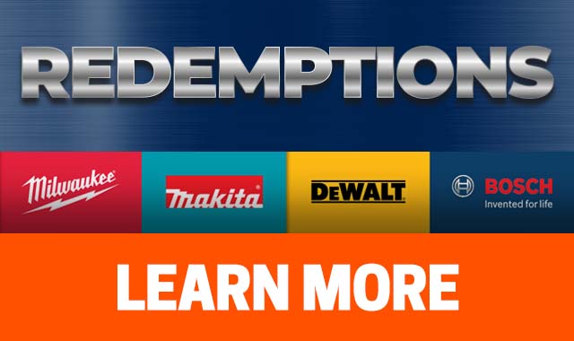 2024 Milwaukee redemptions, Dewalt redemptions, Makita redemptions, Bosch redemptions